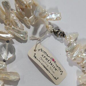 Aphorism Sterling Silver, Freshwater Pearl Necklace